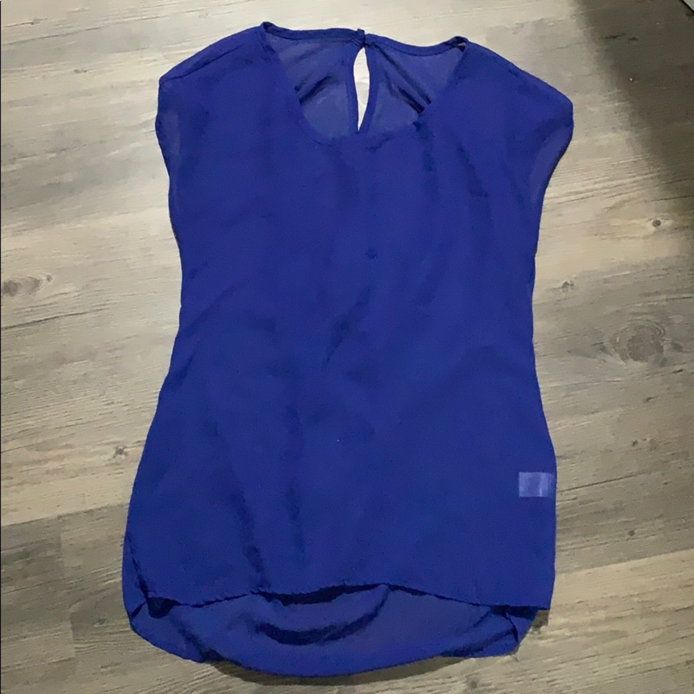 Royal blue sheer top